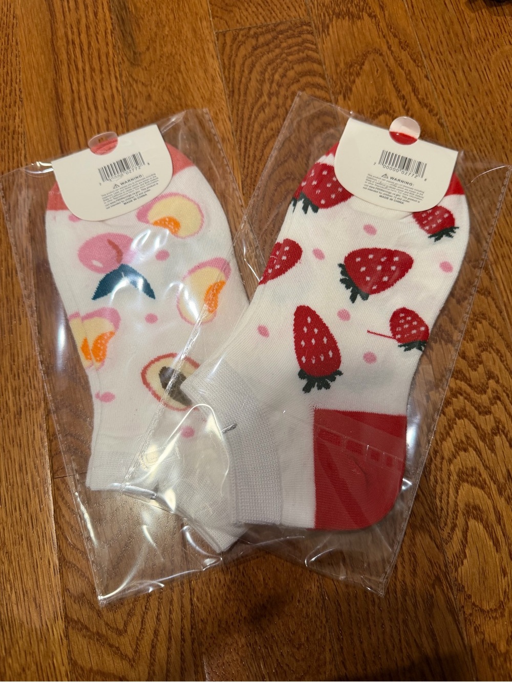Women’s Fruit Ankle Socks - Pink & Red - Picture 2 of 2